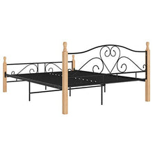 Ausla 200 x 160 cm Struttura Letto Matrimoniale,Giroletto in Metallo,Base del Materasso,Rete del letto,Montaggio facile,Nero e legno chiaro