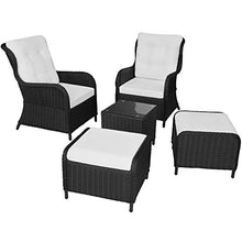 TecTake 800759 Set in Rattan, 2X Poltrone 2X Poggiapiedi 1x Tavolo, Inossidabile, Resistente alle intemperie, incl. Cuscini - Disponibile in Diversi Colori (Nero | No. 403350)
