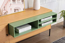 Marchio Amazon - Movian - Comodino 1 cassetto e 1 anta - 155 x 40 x 60 cm, effetto quercia con laccatura blu pastello