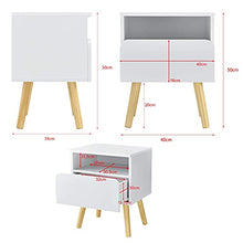 [en.casa] Comodino da Notte con Cassetto e Scompartimento Aperto 50 x 40 x 34 cm Tavolino da Salotto Portaoggetti Bianco