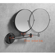 HXYSJ Specchio Ingranditore 3X da Parete Specchio di Cortesia da Bagno Bifacciale Rotondo Girevole, Allungabile E con Finitura Cromata Nero Opaco Moda