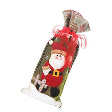 Amosfun Christmas Wine Bottle Cover Wine Bottle Gift Bags Drawstring Christmas Pattern for Xmas Holiday Bottle Dress Up Table Decoration (Rustic Style Santa Claus)