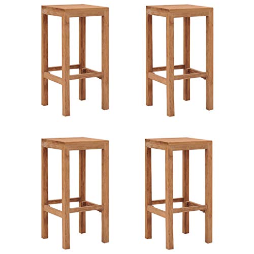 Tidyard Sgabelli da Bar, Sedie da Bar, Sedie da Sala da Pranzo in Legno Massello di Teak 4 pz