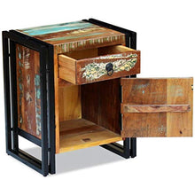 Festnight Comodino Camera da Letto stile Vintage in Legno Massello Anticato con Cassetto