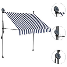 Goliraya Tenda da Sole Retrattile Manuale con LED,Tenda da Sole Giardino/Patio/Terrazzo Blu e Bianco/Bianco e Arancione/Antracite/Crema/Arancione e Marrone 150 cm/200 cm/250 cm/300 cm/350 cm/400 cm