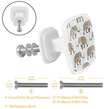Set di 4 maniglie rotonde per armadio da cucina, credenza, cassettiera, cassettiera, con viti, per cucina, comò, armadietto, bagno, guardaroba, stile boho africano elefante sfondo bianco