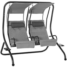 Outsunny Dondolo da Giardino 2 Posti con Sedute Separate e Tetto Parasole, Acciaio e Poliestere, 170x136x170cm Grigio