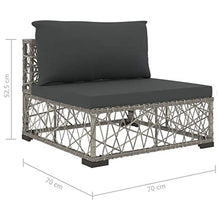 vidaXL Set Divani da Giardino 6 pz con Cuscini Foderati Lavabili Modulare Leggero Elegante Arredi da Esterno in Polyrattan Grigio Telaio in Acciaio