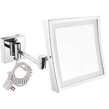 Mirror Specchio a LED, Specchio cosmetico, Specchio Quadrato, Specchio da Bagno, Specchio da Bagno, Specchio in Acciaio Inossidabile, Specchio Pieghevole, Lente d'Ingrandimento (Colore Cromato)