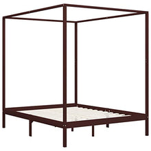 BIGTO - Struttura letto a baldacchino in legno di pino massiccio, per camera da letto, 160 x 200 cm, colore: Marrone scuro