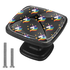 Set di 4 pezzi con maniglia quadrata per armadio da cucina, credenza, cassettiera, cassettiera, con viti, per cucina, comò, armadietto, bagno, armadio a forma di unicorno