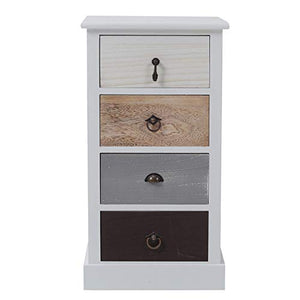 Rebecca Mobili Comodino Bianco Nero Beige, cassettiera 4 cassetti, Legno Paulownia, Stile Shabby, Camera Bagno Sala - Misure: 69 x 37 x 27 cm (HxLxP) - Art. RE4310