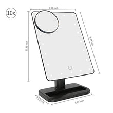 LOVEHOUGE Specchio Cosmetico con LED Bluetooth Specchio per Trucco con Luci E Lente d'Ingrandimento 10X,Touch Screen,Bluetooth Wireless,Vivavoce E Caricatore USB