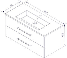 Fackelmann lavabo sotto armadio appeso 100 cm Rovere Chiaro con ceramica bacino Serie B. perfetto