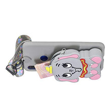 Artfeel Portafoglio Cover per Xiaomi Redmi 7,Carino 3D Cartoni Animati Morbido Silicone TPU Custodia con Cerniera Tasca e Cinturino Cordino al Collo Caso,Elefante Grigio
