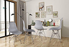 INJOY LIFE - Set di 4 sedie da pranzo moderne con gambe in metallo, sedie in plastica, per ufficio, salotto, cucina, camera da letto, colore: grigio