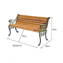 Household Products Panca in Legno massello da Parco, Seduta in Metallo per Esterni, Panca da Balcone con bracciolo Schienale, Panca da Cortile con Struttura in ghisa, per Giardino/Veranda/Balcone