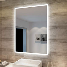SONNI Specchio da Bagno Illuminato a LED, Specchio da Parete da Bagno 80 x 60cm Moderno, Bianco Freddo Impermeabile IP44 a Risparmio Energetico