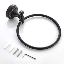 JKCKHA Northern Europe. Bella Nero Bronzo Spazzolato Anello di tovagliolo Retro portasciugamani Bagno Nero Rotondo Pendente Towel Rack Rotonda Portasciugamani Multifunzione