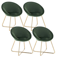 WOLTU Sedie da Sala da Pranzo Poltrone in Velluto per Cucina Soggiorno con Schienale Braccioli 4 Pezzi, Verde Scuro BH217dgn-4