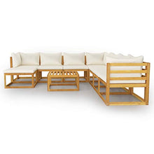 SKM Set Divani da Giardino 9 pz con Cuscini Crema in Legno Acacia (91kg)