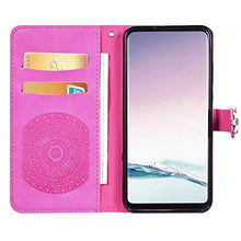 Herbests Cover Huawei Honor 7C/Huawei Y7 2018 Flip Case Custodia Portafoglio in Pelle Cover a Libro Custodia Mandala Brillantini Diamante Strass Case Cover con Funzione Stand,Rosso Viola