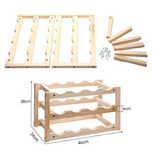 YQJ - Portabottiglie in legno con 12 fessure, antiscivolo, per bar, cucina, cantina, armadio, tavolo, in legno massiccio ad alta densità, 46 x 24 x 28 cm