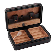 Cgf Exquisit Humidor di Viaggio, Portatile in Legno di Cedro in Legno di Viaggio in Pelle di Viaggio in Pelle di Viaggio, può memorizzare 4 sigari Adatti for Regali di Compleanno Buoni Regali humidor