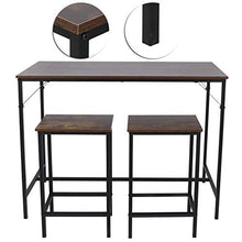 GOTOTOP Set di sedie da pranzo in legno, semplice da bar, sgabello, tavolo da pranzo, sedia da cucina, 1 tavolo e 2 sedie
