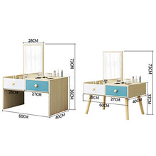 DD&QG 2 Cassetti Organizzatore di Archiviazione Mini Tavolo da Toeletta per Casa Camera da Letto,Piccolo Tavolo da Trucco con Flip Top Mirror,Assemblaggio Facile-Naturale-a 60x40x36cm(24x16x14inch)