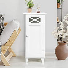 COSTWAY Armadietto da Bagno con Singola Porta a 3 Ripiani, Mobiletto Portaoggetti da Terra, 81 x 38 x 30 cm, Bianco