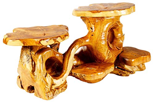 Windalf - Panchina per fiori con 4 ripiani SAEROZ 130 cm, realizzata a mano in radice