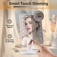 Wopeite Specchio per il trucco con Luci 22 LED e Ingrandimento 10X Specchietto per Il Trucco con Touch Screen Due Modalità di Alimentazione Rotazione 180° Bianca