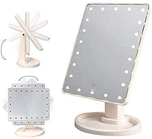 WQERLC Specchio a Parete, Specchi per la Casa Large Ed, Trucco con 22 Led S, Tavolo da Tavolo con Rotazione a 360 ° e Dimmerabile a Pressione, Specchi da Bagno a Parete