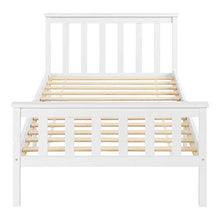 Struttura Letto 1 Piazza e Mezza 120 x 200 cm Letto in Legno di Pino con Testiera e Pediera Alte - Bianco