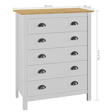 Ausla - Mobiletto Hill con 5 cassetti, in legno, per camera da letto, soggiorno, cucina, 79 x 40 x 96,5 cm, bianco e legno chiaro
