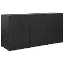 Oushome Copribidone Triplo Spazzatura Nero 229x78x120 cm in Polyrattan
