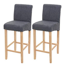 Mendler Coppia sgabelli HWC-C33 Lounge Legno Tessuto - Grigio Scuro Piedi Chiari