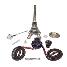 Tabacco Narghile, New Metal Paris Tower Tubo di Narghilè Base di Vetro Set di Narghilè con Doppi Tubi Pinze in Ceramica con Carbone