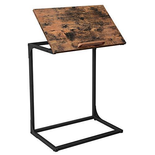 VASAGLE Tavolino da Divano, Tavolino Laptop con Piano d’Appoggio Inclinabile, Struttura Resistente in Acciaio, per Soggiorno, Montaggio Facile, Marrone Vintage e Nero LNT057B01 - Arredi Casa