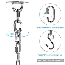 Chihee Kit di Sospensione Amaca Sedia Infissi 200 kg Ganci Girevoli con Catena 1 Meter/3,28 ft Fibbia Girevole Saccone da Pugilato Pilates Sospeso Resistente Interno Esterno