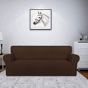Home Comfort - Copridivano 1 2 3 4 posti divano divano divano elasticizzato in tessuto elasticizzato protezione divano (marrone, tre posti)