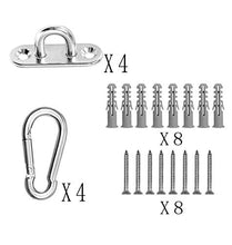 Kit Ganci da Soffitto Ganci da Parete 4 Placche a Occhiello in Acciaio Inossidabile e 4 Moschettoni per Tende da Sole, Corde Decorative e Reti, Attrezzature da Esterno per Interni, ECC.