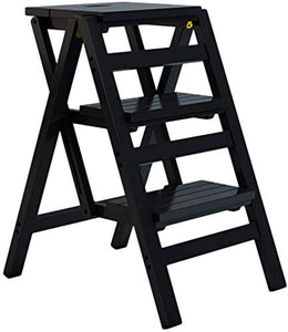 FCXBQ Sgabello Multifunzione per Scala Domestica in Legno massello Pieghevole per Tutto Il Dispositivo ripiano per Fiori Supporto per Fiori a Doppio Uso 42x55x68cm A + (Colore: B)