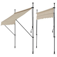 pro.tec] Tenda da Sole avvolgibile a Barra Quadra con Gambe - 250 x 120 x 200-300 cm - Parasole - Color Sabbia