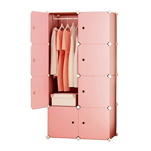 Locker Armadio Armadio Noleggio Scaffali Abbigliamento Home Camera Rimovibili di Plastica Hanging 8-Gitter Dormitorio Rosa 75X47X147CM MUMUJIN
