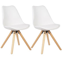 WOLTU BH52ws-2 Sedie Sala da Pranzo Sgabello con Schienale Senza Braccioli in Ecopelle Gambe di Legno Moderno Bianco 2 Pezzi