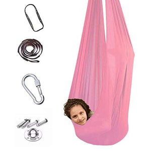 QHY Amaca Sospesa Altalena Terapeutica Interna Sensoriale Yoga Amaca Ideale per Esigenze Sensoriali Autismo ADHD SPD Peso Fino A 200 kg Altalena Bambini (Color : Pink, Size : 1.5x2.8m)