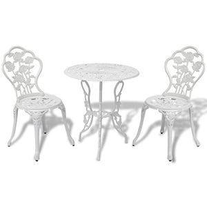 vidaXL Set Bistro 3 pz da Esterno Alluminio Fuso Bianco Tavolo Sedie Giardino