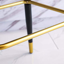 Sgabelli da bar Set di 2 sedie alte moderne da bar Altezza seduta in velluto trapuntato con bottoni da 30 pollici con gambe in metallo dorato con schienale medio per caffetteria, bar, cucina, balcon